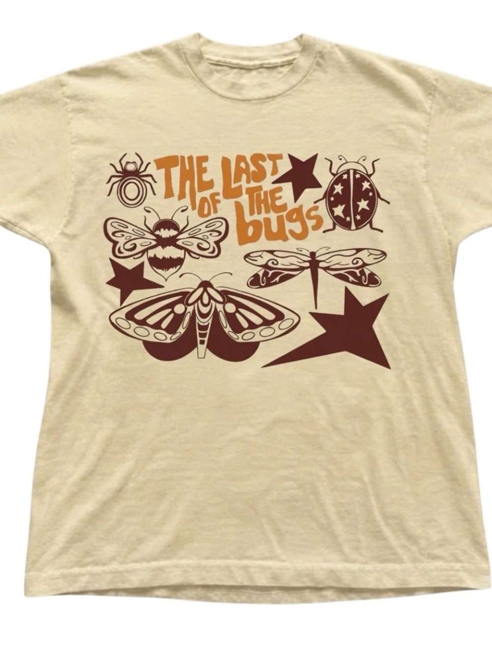 Gildan Sand Short-Sleeve Tee with Brown & Orange Bug Graphic